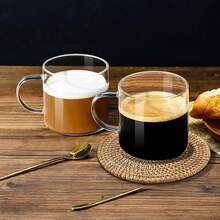Clear 14oz Glass Coffee Mug Set Of 2, Large Glass Coffee Cups With Handle For Hot/Cold Drinks, Latte, Cappuccino, Tea, Juice, Beer - 1 - View 4