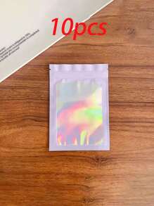 100/10 pièces Sacs refermables, sacs de conservation alimentaire à fenêtre transparente, sacs à bonbons, sacs à gomme, sacs en feuille d'aluminium, sacs d'emballage de cadeaux de fête. Pack de sacs refermables holographiques, sacs de conservation alimentaire en aluminium, sac en mylar à fermeture éclair pour l'odeur, pochette plate en plastique pour les faveurs de fête, la nourriture, les bonbons, les bijoux, le brillant à lèvres, disponibles en plusieurs tailles et couleurs
