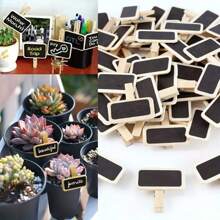 10/20pcs Mini Natural Wooden Chalkboards With Clip Holders - Reusable Blackboard Style Memo, Suitable For Price Tags, Home Office Notes, Decorative Signs - High Quality Rustic Home And Kitchen Decor School Supplies,Back To School