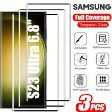 kamyuurs 3 pezzi di pellicole protettive in vetro temperato curvo a copertura completa compatibili con Galaxy S25/S24/S23/S22/21/S20 Ultra, compatibili anche con S8, S8+, S9, S9+, S10, S10+, Note10, Note 20 Ultra. Caratteristiche: durezza 3D, resistenza alle impronte digitali, protezione anti-graffio, facile installazione, applicazione senza bolle, compatibilità con le custodie per telefono.