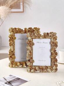 1 Stück, Europäischer Retro Barock Dreidimensionales Muster dekorativer Fotorahmen, Harz Material Gold Retro Gold Heim Büro Dekorativer Fotorahmen Ornamente, Horizontal und Vertikal Dual-Zweck Fotorahmen, Schlafzimmer Arbeitszimmer Schreibtisch Foto dekorativer Fotorahmen
