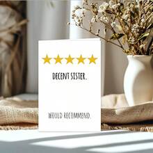 Humorous Sister Birthday Card With 5-Star Rating System - "Decent Sister. Would Recommend." Funny Greeting Card For Sisters, Friends, Family - Perfect For Birthday Celebrations & Gifts, Funny Birthday Cards - Multicolor - View 4