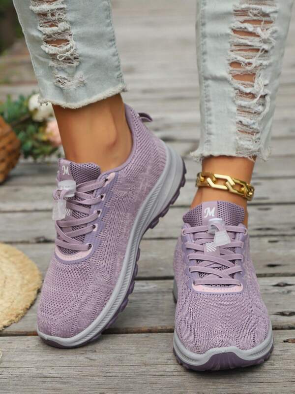 Women's Summer/Autumn/Winter Outdoor Sports Shoes, Violet Purple Athletic Casual Sneakers Running Fitness Breathable Mesh Shoes