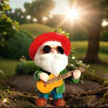 1 pièce Figurine d'un vieillard jouant de la guitare dans un jardin, élément de décoration artistique pour créer une scène miniature sonore, un beau cadeau