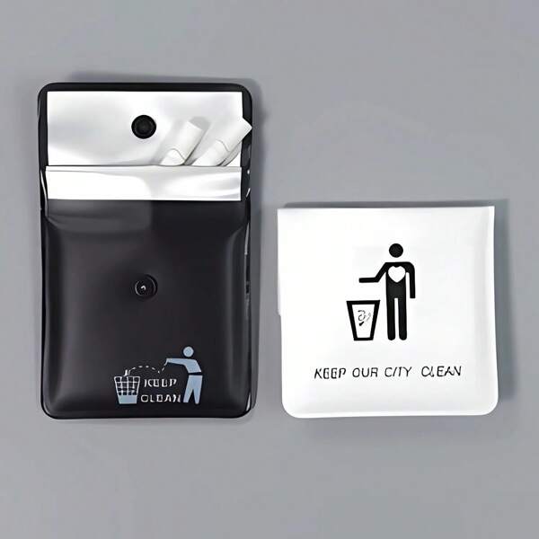 1 Pocket Portable Cigarette Ashtray, Cp Fashionable Defensive Pocket Ashtray Bag, Small Outdoor Travel Leakproof Ashtray, Cover, Smoking Accessories, Cigarette Storage, Cigarette Holder Case