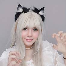 Cute And Sexy Women'S Plush Cat Ear Headband Hair Accessory, With Bendable Ears, Perfect For Role-Playing, Parties, And Daily Wear, Ideal For Halloween Parties And Valentine'S Day Gifts - 黑色 - 查看 9