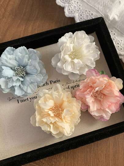 4pcs/1pc Women Fairy Faux Flower Hair Clips, Fashion Versatile High-End Elegant Simple Solid Color Bangs/Side Clip Hair Accessories Suitable For Daily Outing, Leisure Party, Commute, Beach Holiday, Hairstyling, Summer Accessories, Travel, Claw Clips, Hair Slide, Hair Claws, Vacation Outfits Woman, Valentines Accessories, Head Accesssories, Spring