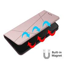 For Galaxy Redmi Honor Oppo Black Colorblocking Pattern Phone Case With Wallet Case Folding Base Leather Magnetic Closure Phone Case Waterproof Shockproof Anti-Fall Scratch Resistant Full Cover