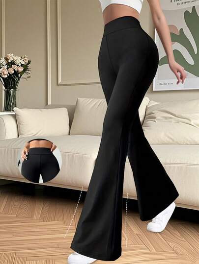 Women's Flare High Waist Pants, Tight Fit, Tummy Control Leggings, Bootcut Yoga Pants, Suitable For Spring And Summer