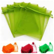 10/50/100pcs Gift Packaging Bags, Multi-Color Organza Candy Bags, Tableware, Size: 7*9CM, Various Holiday Party Packaging Supplies, Festival Home Decor