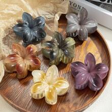 3pcs/6pcs New Colorful Plumeria Hair Clips, Retro Floral Side Grab, Half Grab, Ponytail Claw Hair Accessories For Women Hair Jaw Clip Hair Clamps Hair Clutch Hair Catcher Clip