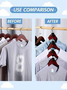 10pcs Black Hangers With Hooks And Connectors, Space Saving Bedroom Wardrobe Organizer. Storage&Storage