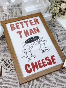 1pc Canvas Print Poster With Removable Frame, Multiple Sizes Available, Cute Cartoon Mouse Design, "Music Is Better Than Cheese" Modern Stylish Creative Wall Art Decor For Living Room, Bedroom, Hallway, Up To 60*90cm, Wood Magnetic Hanging Scroll Frame, Art Gift, Home Decor, PVC Tube Safe Packaging