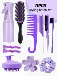 11-Piece Hair Styling Set For Women & Men, Includes Brushes, Combs, Spray Bottle, Scalp Massage Brush, Wide-Tooth Comb, Hair Clips, Styling Brushes, Hair Tools, Hair Products & Accessories, Suitable For Salon & Travel, Hair Styling, Hair Stuff, Comb Hair ,Hair Accessories, Hair Styling Kit, Hair Tool Kit, Hairstyling Set