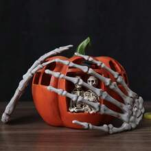 2 件万圣节骷髅手装饰，树脂骷髅手骨，鬼屋道具，无电源，无羽毛恐怖派对配件 - 骷髅手爪恐怖装饰，令人毛骨悚然的手骨装饰道具玩具 - 彩色 - 查看 10