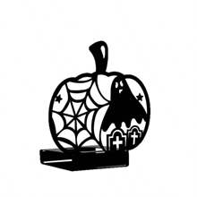 1 pieza Candelabro decorativo con silueta de calabaza de hierro creativa, con adornos de fantasma, arañas, murciélagos y búhos, decoraciones temáticas de Halloween, decoración del hogar, decoración de oficina, mejor regalo de cumpleaños, regalo del Día de San Valentín, regalos para fiestas, Halloween, Acción de Gracias, regalos de Navidad