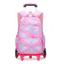 Rolling Backpack Large-Capacity Wheeled Backpack Waterproof Trolley School Bag,Pink (6 Wheels) - Multicolor - View 3