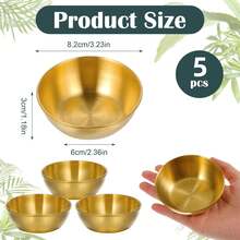 1/5 piezas Bol mezclador de mascarilla facial DIY de 3,23" de acero inoxidable, producto para esteticistas, boles de mascarilla facial, boles pequeños para mezclar, suministros para esteticistas para damas, cuidado de la piel, salón en casa, cosmética, belleza - Dorado - Ver 3