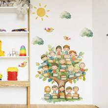 BRUP 1pc Cartoon Wisdom Tree Wall Stickers -PVC Self-Adhesive Decals For Children's Room Decor/Girls' Room Decor/Classroom Decor/Nursery Decor/ & Home Decoration