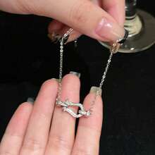 1 件奢华马蹄形锆石不锈钢手链带吊坠，独特设计珠宝，高端配饰，适合旅行、约会、派对、夏季、珠宝、配饰