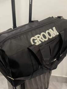 1 pièce Grand sac de yoga à bandoulière personnalisé avec lettres perles - Femme/Femme Polyester durable Fitness, Voyage, Danse, Sac de rangement, Blanc/Noir, Sac de gym, Fermeture éclair, Fourre-tout élégant, Construction robuste, Sac de voyage bandoulière, Sac idéal pour la rentrée scolaire, Cadeau pour votre fils, fille, famille, amis