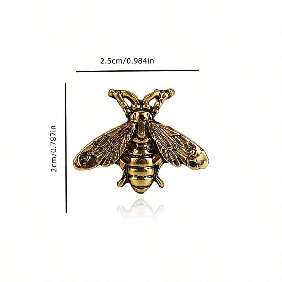 1 件金色蜜蜂翻领别针，装饰性金属胸针，适用于羊毛衫、披肩、防走光学校 - 金色 - 查看 1