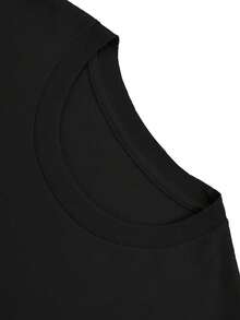 Women's "Mother Of The Bride I Loved Her First" Bridal Shower T-Shirt - 100% Cotton Casual Crew Neck Short Sleeve Top With Floral Lettering & Ring Design, Black & White Wedding Party Tee For Spring & Summer, Comfortable Fit, Bridesmaid Gifts - màu đen - Xem 3