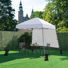Pop Up Canopy Tent With Backpack, 8x8 Base Portable Easy One Person Setup Folding Shelter Compact Lightweight Slant Leg Canopy With 1 Sidewall, 6x6 Top, White - Black and White - View 1