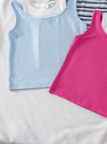 3 pezzi Maglie casual senza maniche da ragazza in stile moda, 2 in 1