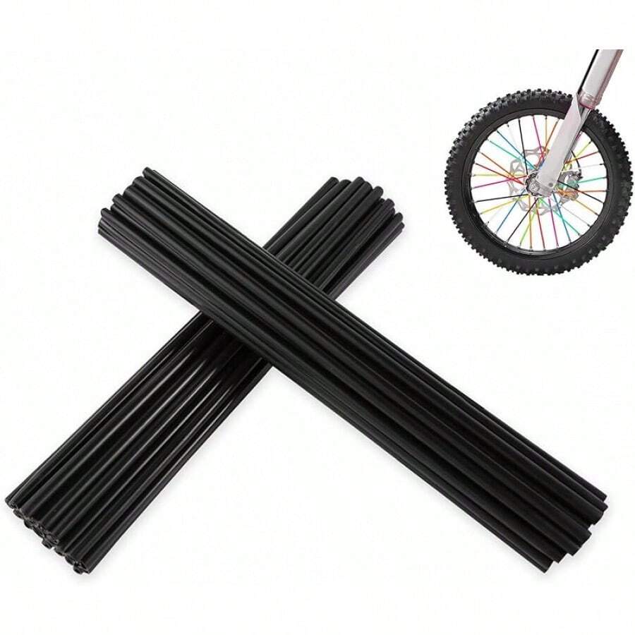Spoke Skins Spoke Covers: 8-21 Inch Rims Protector & Decoration For Dirt Bike | Bike | Bicycle | Wheelchair | Motorcycle - 72Pcs - Black - View 1