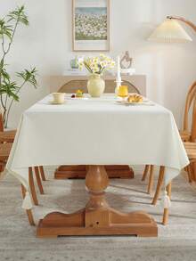 1 件流苏桌布，防水矩形桌布，多种尺寸可选，适用于家庭餐厅、厨房装饰、节日聚会、宴会、婚礼和酒店装饰 - 米色 - 查看 1