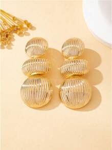 2-4 pezzi Orecchini a cerchio metallici esagerati con motivo geometrico, orecchini di lusso ed eleganti per le donne
