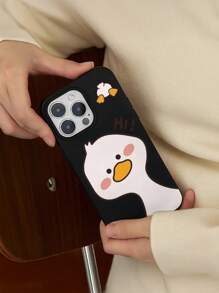 1pc Creative Duck Graphic, Matte Black TPU Shockproof Protective Phone Case, Can Be Used As Holiday Gift Compatible With Apple XS/XS Max/XR/11/12/13/14/14 Plus/15/15 Plus/16/16 Plus