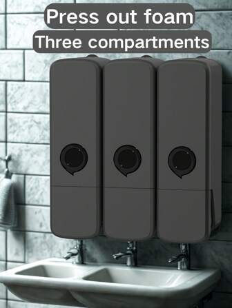 [3 pièces Distributeur de savon mural à pression manuelle] 3 pièces Set élégant de distributeur de savon | Bouteilles rechargeables pour gel douche, shampoing, savon à main réutilisable et pour la vaisselle, design moderne, conception autonome, convient pour le comptoir de cuisine et de salle de bain Rentrée des classes