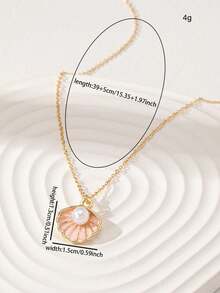 1 pieza Collar de mujer con colgante de concha de perla, decorativo para días festivos y atuendos diarios - Multicolor - Ver 2