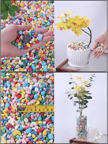 Non Natural Colored Decorative Stones Suitable For Gardens And Homes -0.6-0.9 Cm, Multi-Color Stones (Red, Green, Blue, Yellow, Pink, Mixed Colors) Suitable For Indoor Plants, Outdoor Landscapes, And Holiday Decorations - Perfect For Terraces, Potted Plants, Bathrooms, Aquariums, And Micro Landscapes, Holiday Decorations | Natural Appearance | Beauty, Garden Decorations