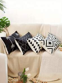1/2/4 Fundas decorativas de cojín geométricas - Funda de cojín rectangular con patrón moderno para sofá, cama, hogar, exterior, coche (una sola cara, sin relleno de cojín), decoración de otoño, decoración de sala