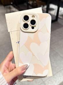 Orange & Weiß Herz Muster Handyhülle - Kompatibel mit Apple 16 Pro Max, 14/13, 12, 11 Pro Max, XS Max, X, XR, 8, 7, 6S, Plus, Mini, stoßfeste Handyhülle, passend als Geburtstagsgeschenk, für Freundin, Freund oder für den Eigenbedarf