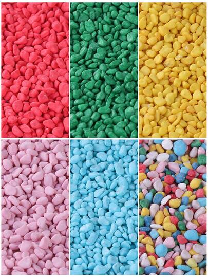 非天然彩色装饰石适用于花园和家居 - 0.6-0.9 厘米，多色石（红色、绿色、蓝色、黄色、粉色、混合色）适用于室内植物、室外景观和节日装饰 - 非常适合露台、盆栽、浴室、水族馆和微型景观、节日装饰 | 自然外观 | 美丽、花园装饰