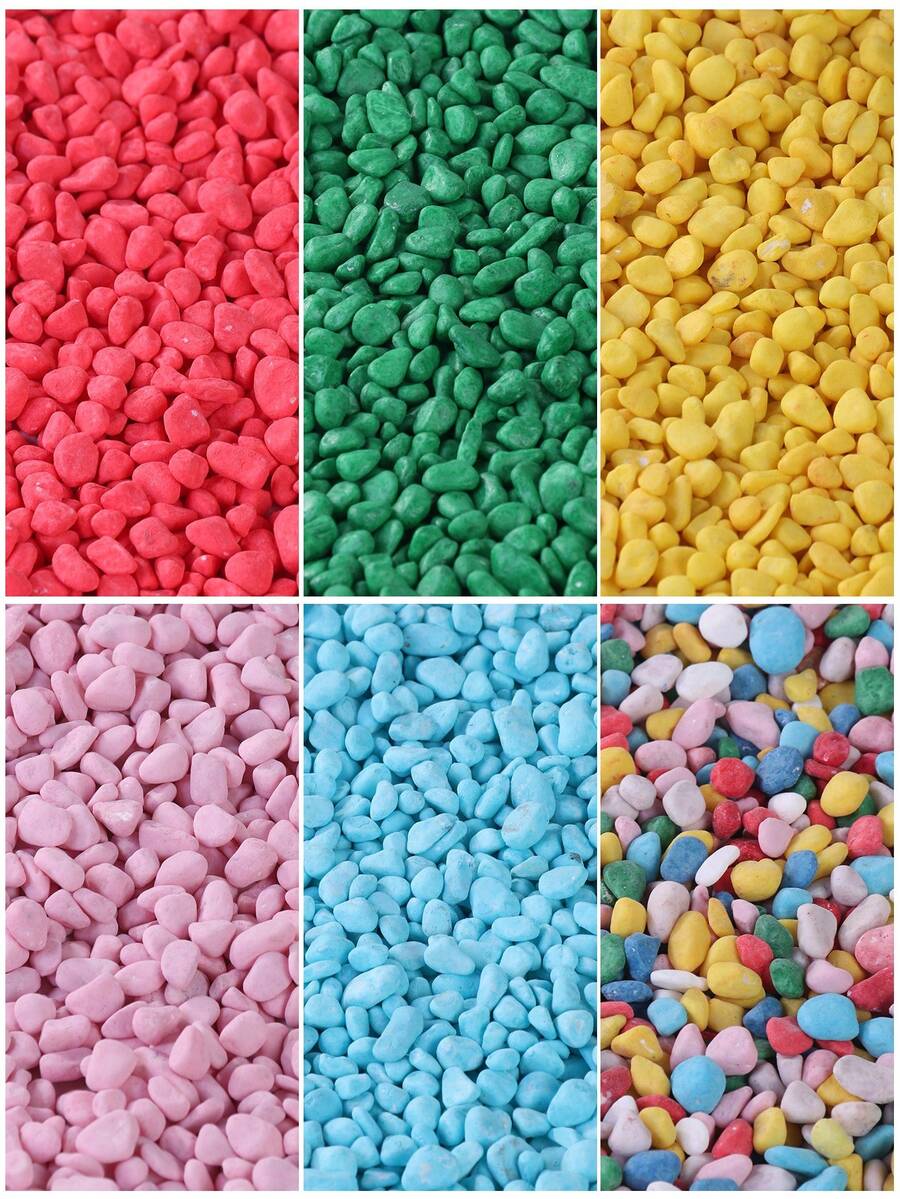 Non Natural Colored Decorative Stones Suitable For Gardens And Homes -0.6-0.9 Cm, Multi-Color Stones (Red, Green, Blue, Yellow, Pink, Mixed Colors) Suitable For Indoor Plants, Outdoor Landscapes, And Holiday Decorations - Perfect For Terraces, Potted Plants, Bathrooms, Aquariums, And Micro Landscapes, Holiday Decorations | Natural Appearance | Beauty, Garden Decorations