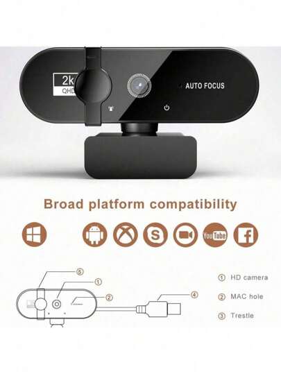 2K 4K Webcam 1080P PC Web Camera Cam USB Online Microphone Autofocus Full Hd Computer view 2