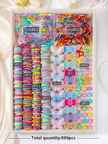 153/858/861/908pcs Pastel Color Hair Accessories Set, Includes Mesh Bow Clips, Rhinestone Bow Clips, Multi-Color Textured Bow Clips, Mesh Rhinestone Bow Clips, Chiffon Flower Clips, Faux Flower Clips, Mesh Bow Scrunchies, Star BB Clips, Mini Claw Clips And Multi-Color Thin Hair Ties, Suitable For Girls And Women For Daily, Party, Travel Use To Create Sweet And Cute Looks