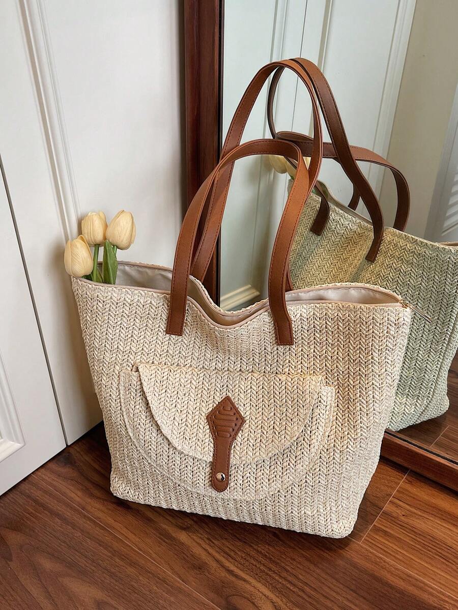 Dedoo 时尚简约的女士编织斜挎包，百搭休闲单肩包，适合夏季海滩度假，沙滩钱包，非常适合夏季、度假和日常使用，旅行必备品