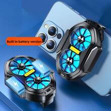 1pc Black Dual Fan Large Area Cooling Pad, Dual Battery Phone Cooler Radiator Gamepad, Type-C Charging, Suitable For Android And IOS Phones, Wind Cooling Thermal Dissipation