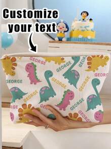 1pc Customized Corduroy Personalized Toiletry Bag, Great For Storing And Carrying Toiletries When Traveling, Can Be Customized With Your Own Design, Suitable For Children And Teenagers, Can Print Your Own Name Or Gift To A Sibling Or Classmate