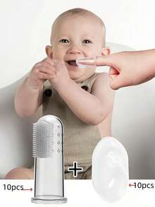 (1pc White With Box / 2pcs/Box) Infant Thumb Toothbrush, Silicone Baby Finger Toothbrush, Baby Tongue Cleaner Brush Box / (Box Style Color Random 1 Set) - Multicolor - View 14