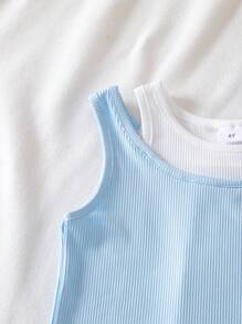 3 pezzi Maglie casual senza maniche da ragazza in stile moda, 2 in 1