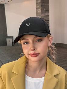 DareSee 1pc Stylish Classic Men Antler Pattern Adjustable Casual Baseball Cap, For Outdoor Music Fest Y2KFest Back To School Autumn Winter Gifts - Black - View 4