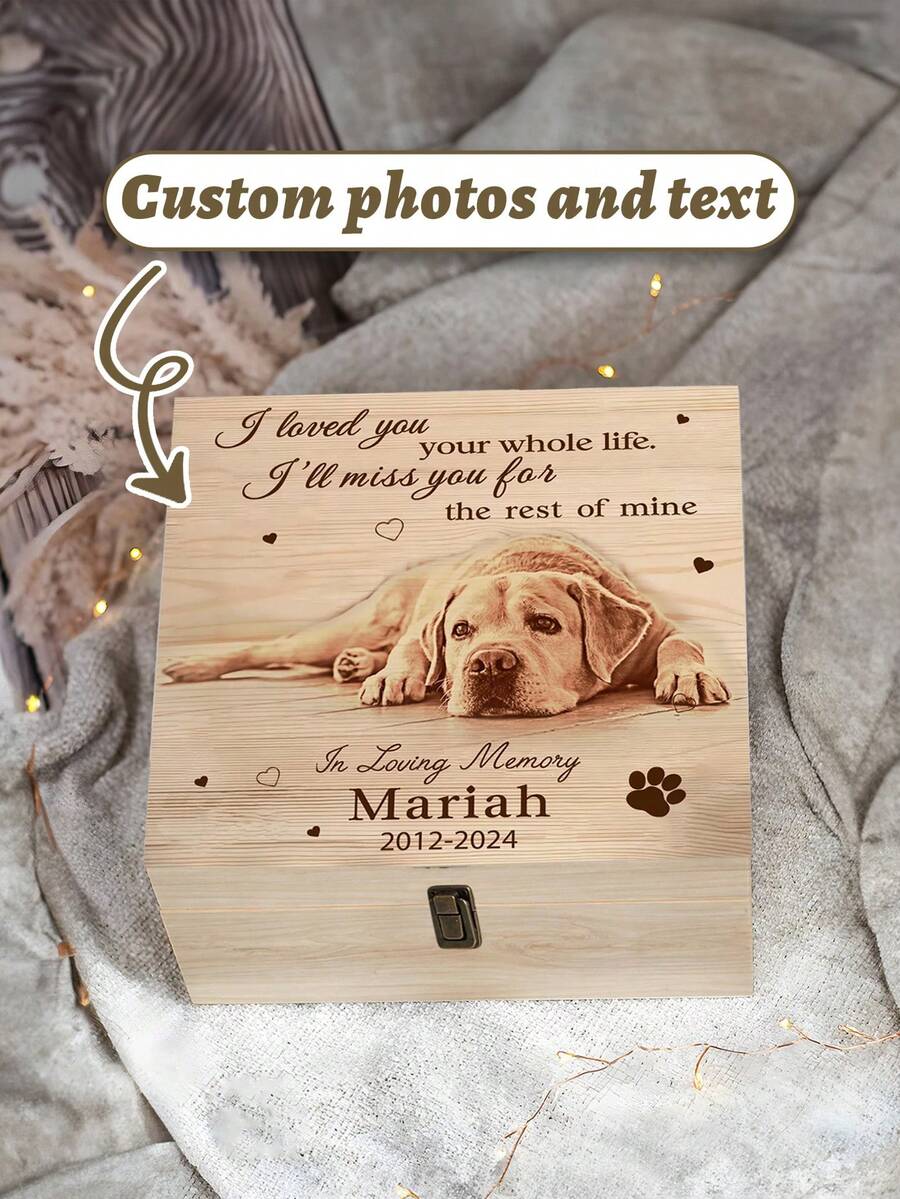 Cofanetti ricordo personalizzati per animali domestici, con foto personalizzate, nome dell'animale, cofanetti ricordo per cani e gatti, regali per la commemorazione degli animali domestici, scatole ricordo per animali domestici, regali per amanti di cani e gatti - Multicolore - Visualizzare 1