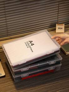 1pc Desktop Dust-Proof ID Card & Document Storage Box, A4 File Organizer Box, Suitable For Storing Household Registrations, Important Certificates, Moisture-Proof File Folders - Clear - View 9